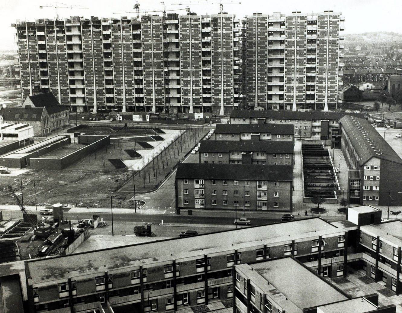 #132 A view of the new Gorbals flats, in Glasgow, Scotland, 1964
