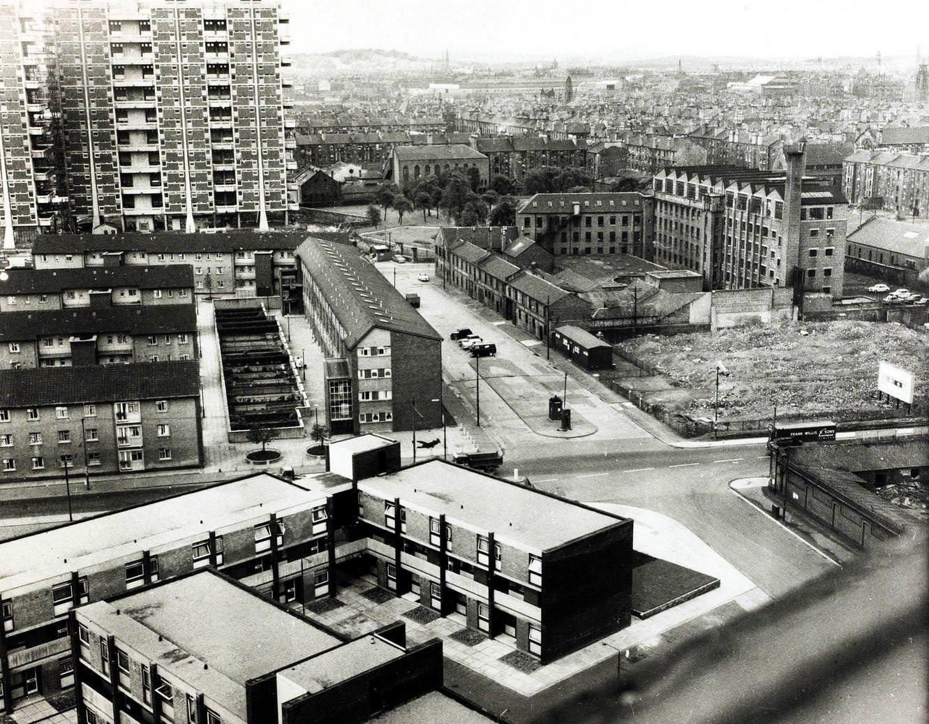 #133 A view of Glasgow, Scotland, looking towards the city centre from the new Gorbals flats, 1964