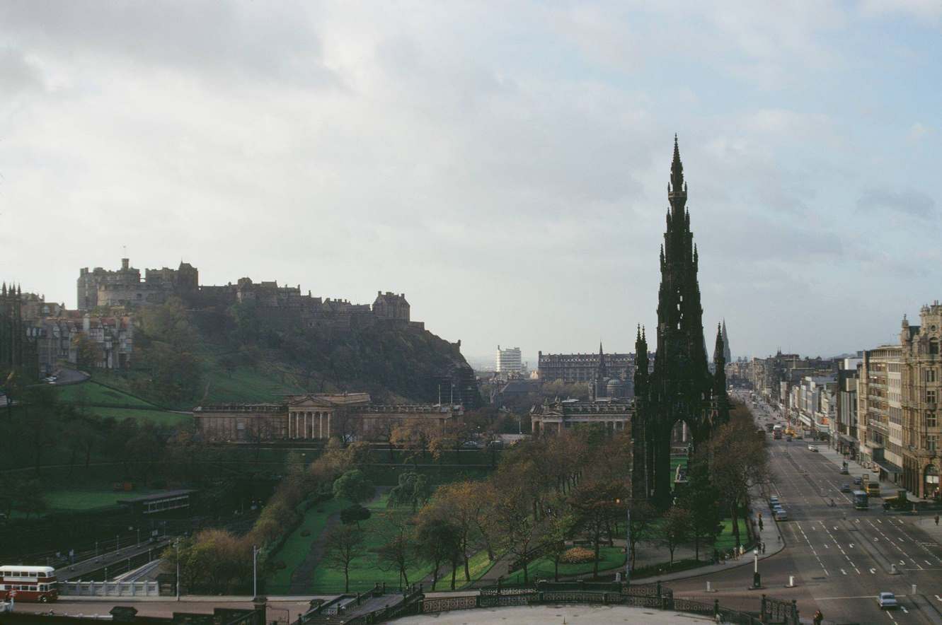 #8 A view of the Scott Monument and Princes Street in Edinburgh, Scotland, 1960