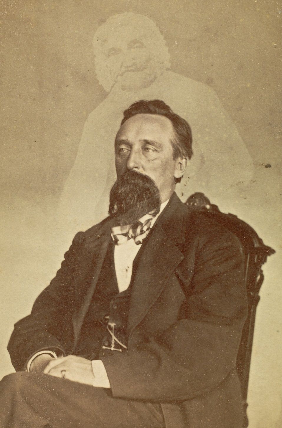 #5 Portrait of John J. Glover, with a faint image of an old woman above him.