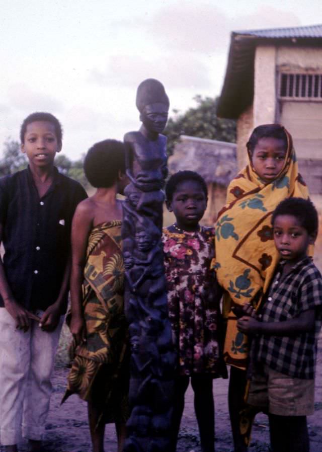 #12 Kids with Makonde carving, 1969