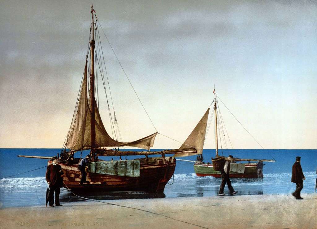 #78 The beach at Pinken, Scheveningen, Holland, 1900