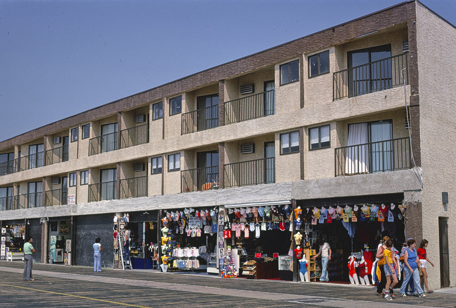#101 Boardwalk stores T-shirts, apartment, Wildwood, New Jersey, 1978