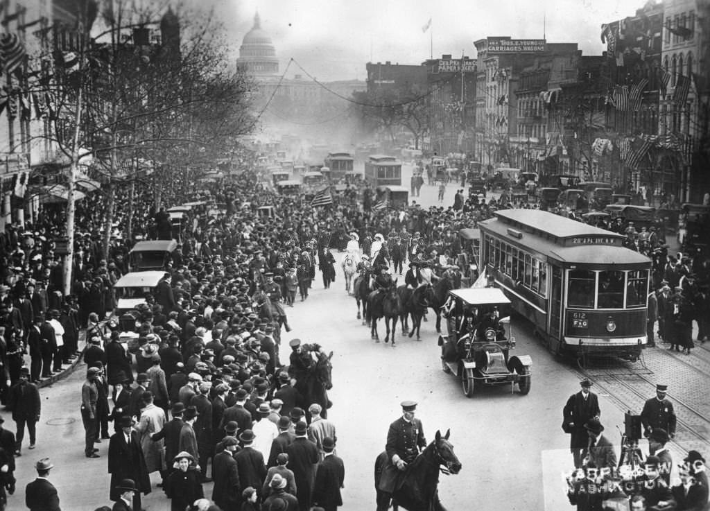 #27 Suffragette marchers arriving in Washington DC from New York after a 250 mile march, 1913