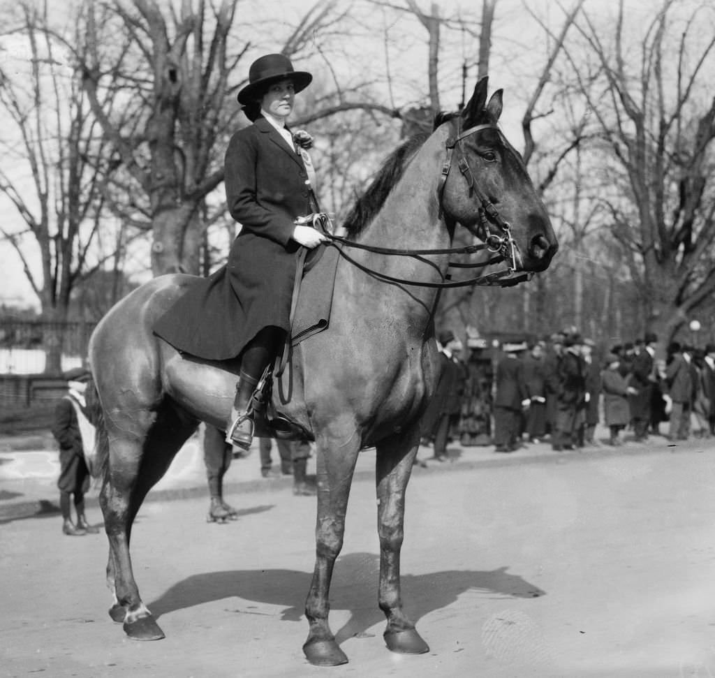 #31 Alberta Hill on horseback at the Woman Suffrage Parade held in Washington, DC, March 3, 1913