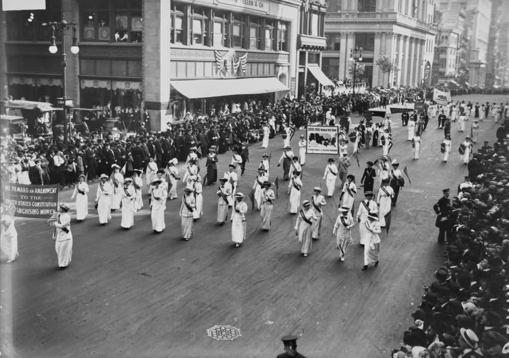 #37 Suffragettes of the Congressional Union for Woman Suffrage marching during a parade, 1913