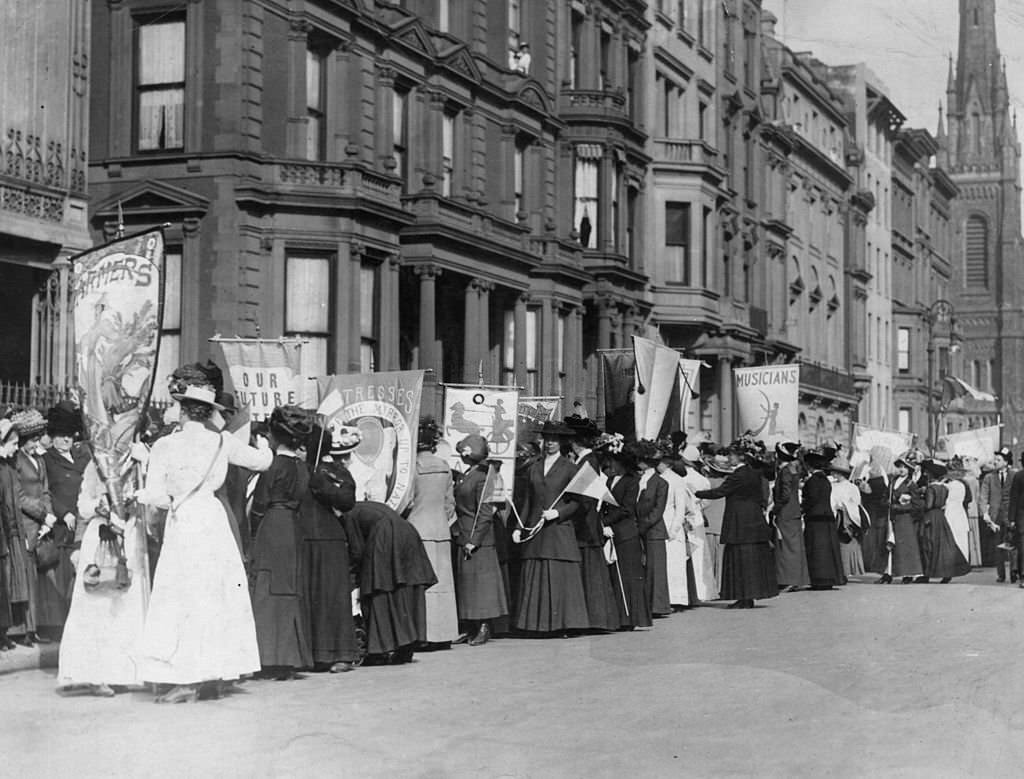 #53 A crowd of women representing the various professions on a Women’s Suffrage Movement parade, 1913