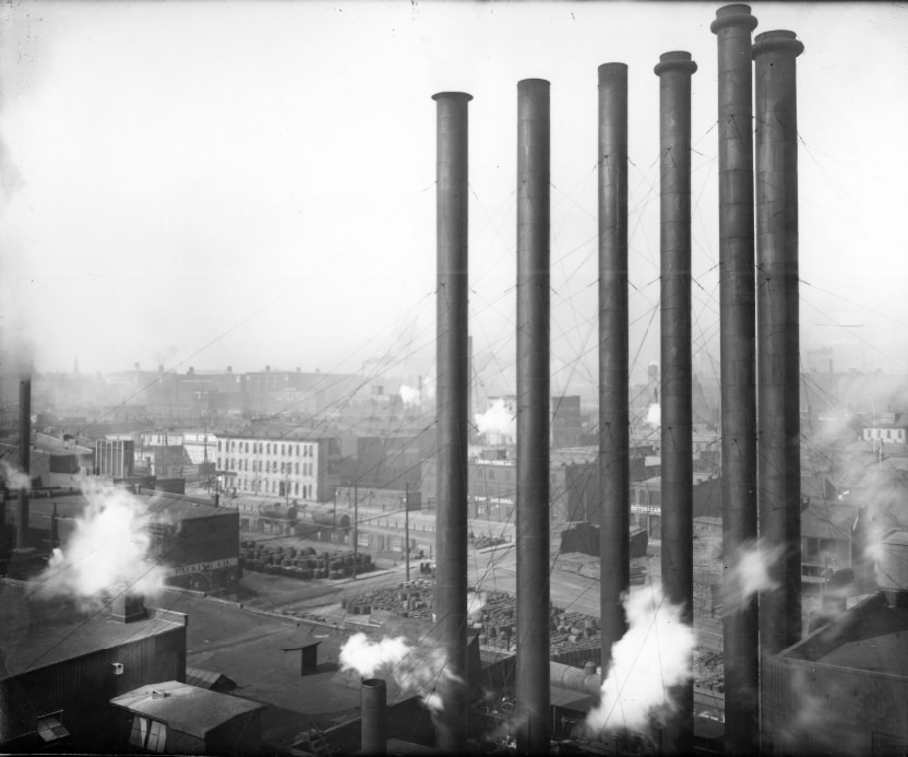 #120 Industrial Smokestacks, 1908