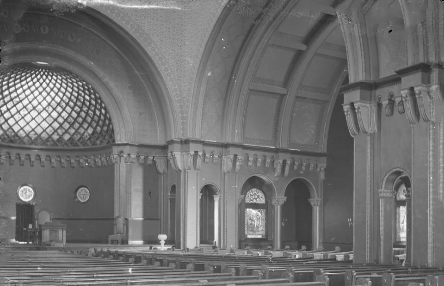 #234 The Pews and Altar of a Church, 1907
