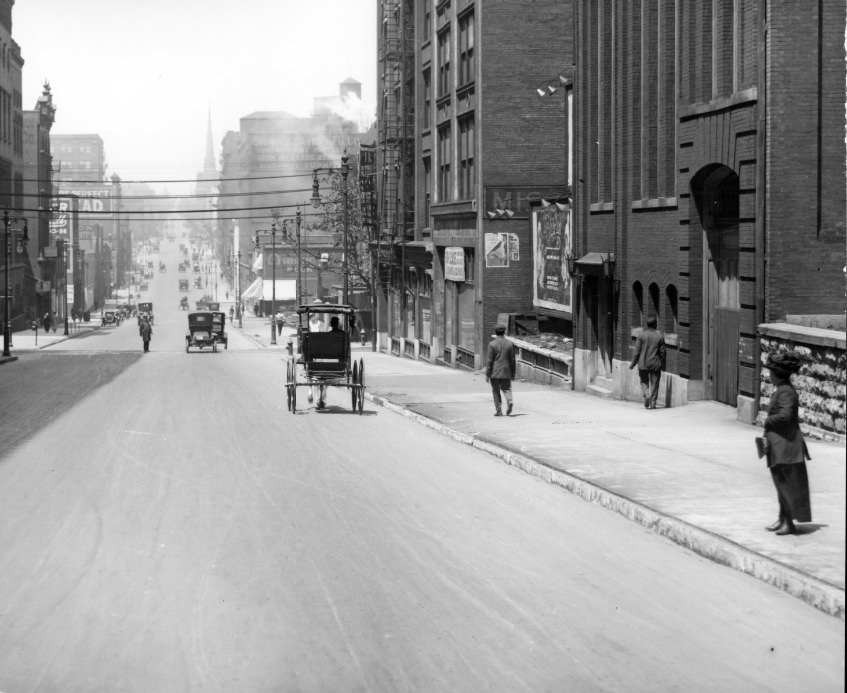 #84 View of Locust Street headed downhill toward 18th Street, 1907