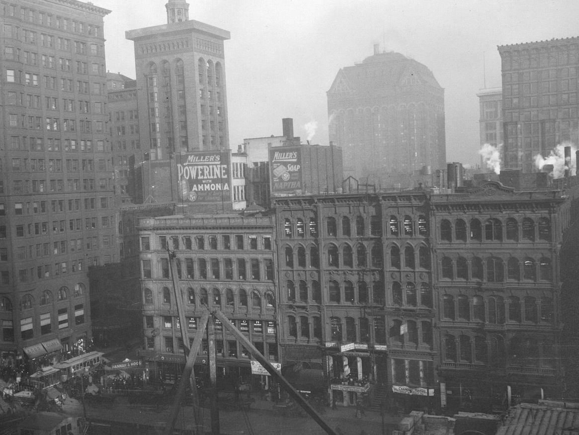 #149 View of the southeast corner of Clark Street and Randolph Street, Chicago, Illinois, 1910s.