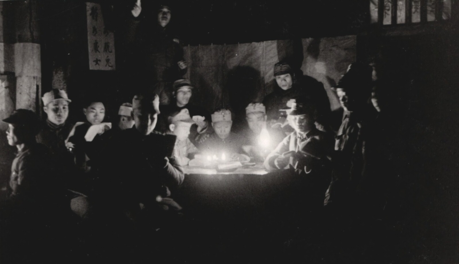 #103 Meeting of Chinese officers around a night light. 1937-1940