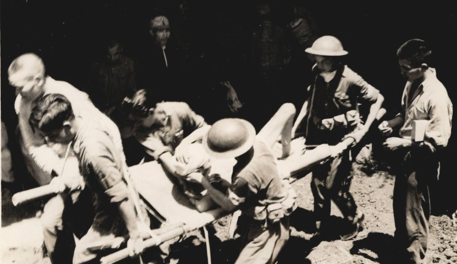 #5 The wounded who could walk had gone into the hills as the planes approached. After the raid men formerly wounded at the front, were brought in again on stretchers to be operated upon. 1937-1940