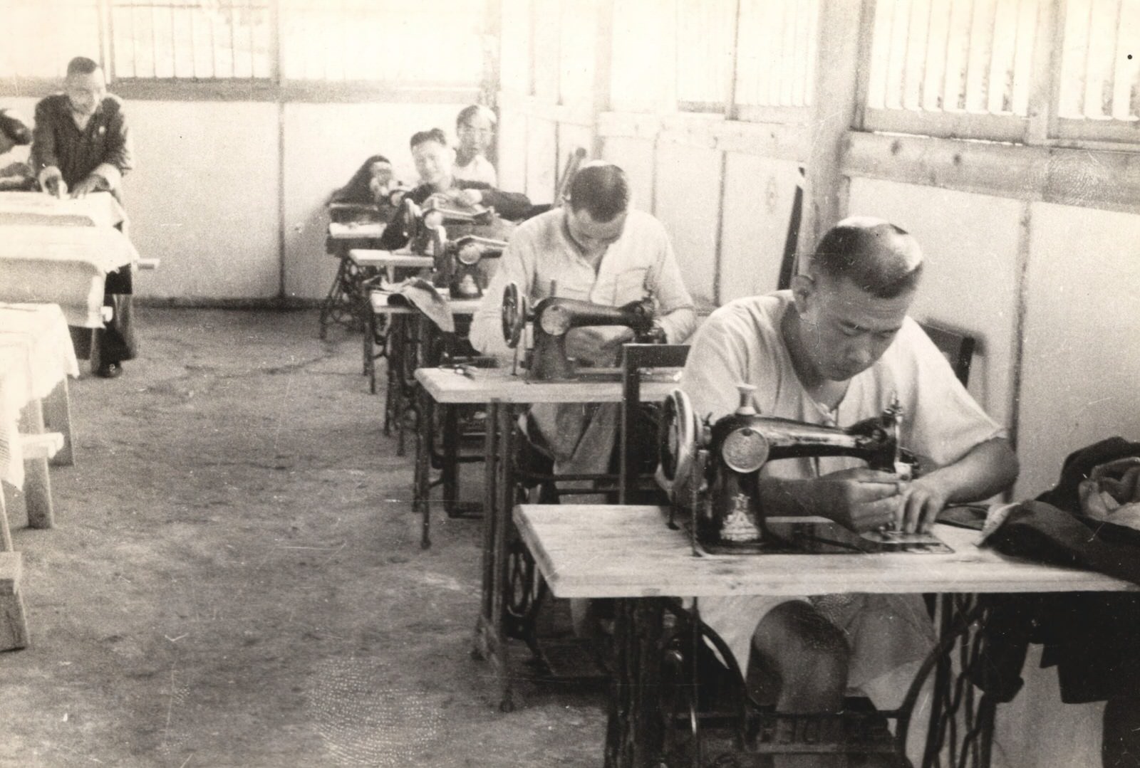 #65 Disabled, crippled Chinese soldiers, from cooperatives of various kinds. These are trainees as tailors and have their own cooperative tailoring establishment. 1937-1940