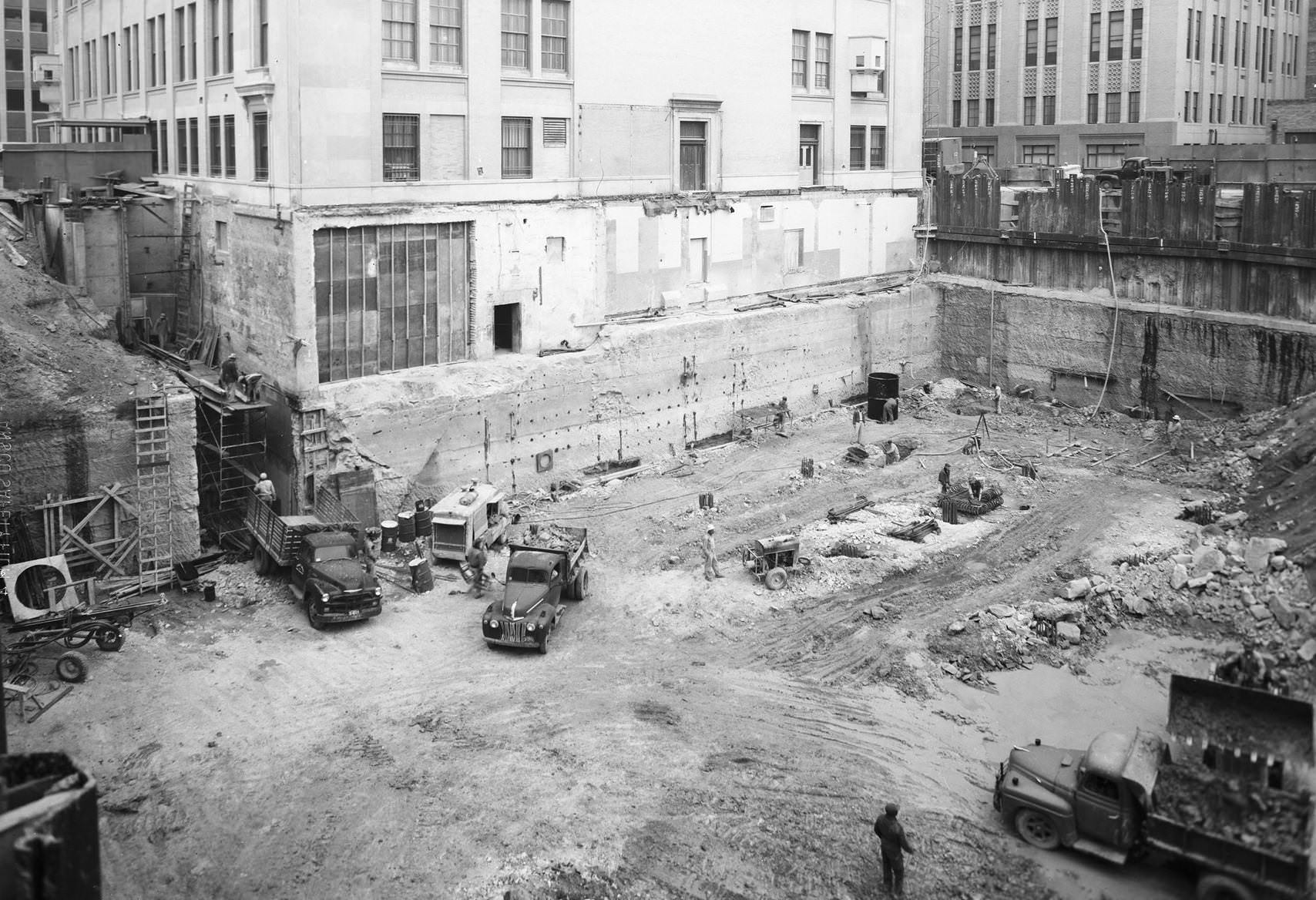 #141 Federal Reserve Bank of Dallas, addition construction, downtown Dallas, Texas, 1958