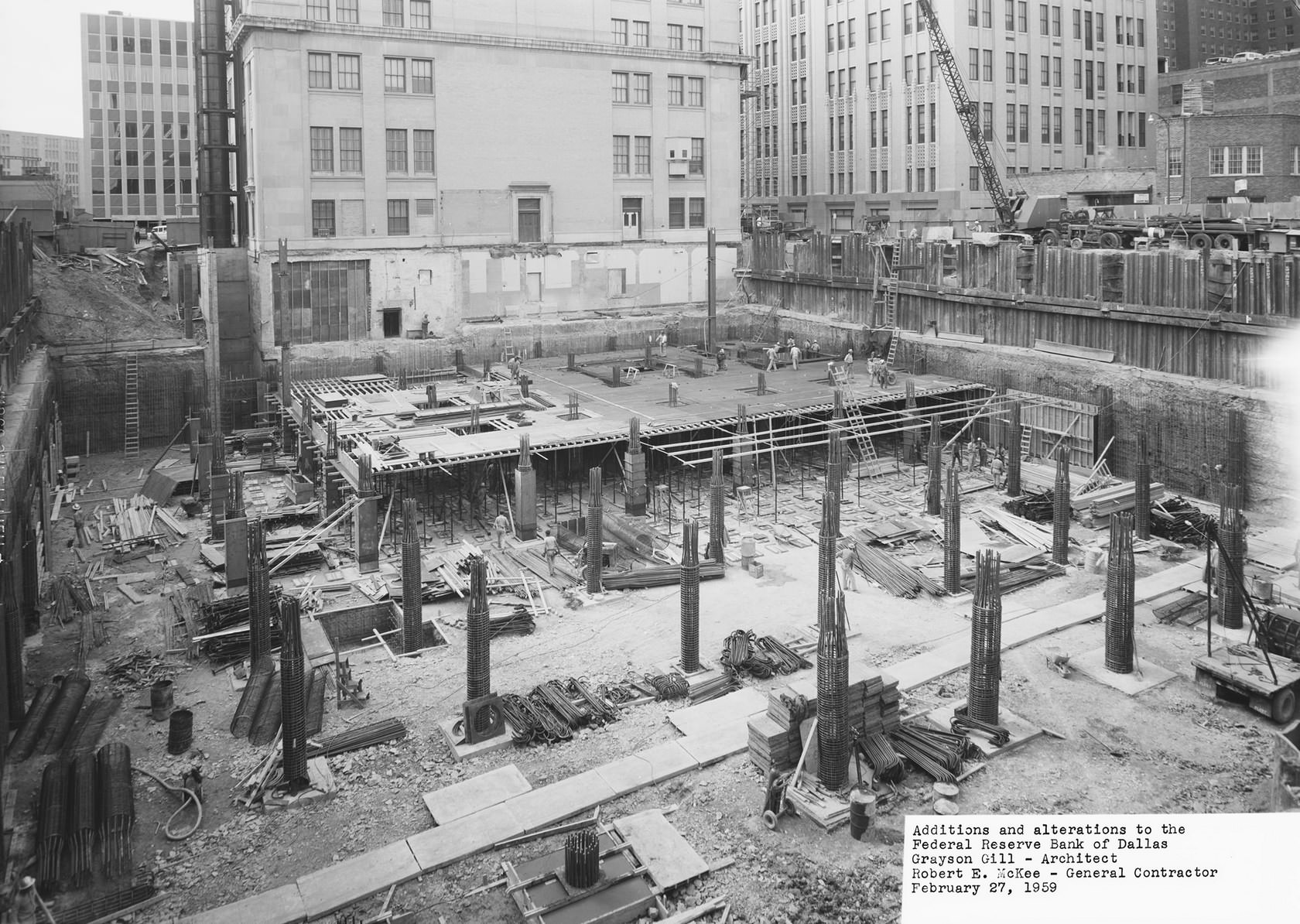 #153 Federal Reserve Bank of Dallas, addition construction, downtown Dallas, Texas, 1959