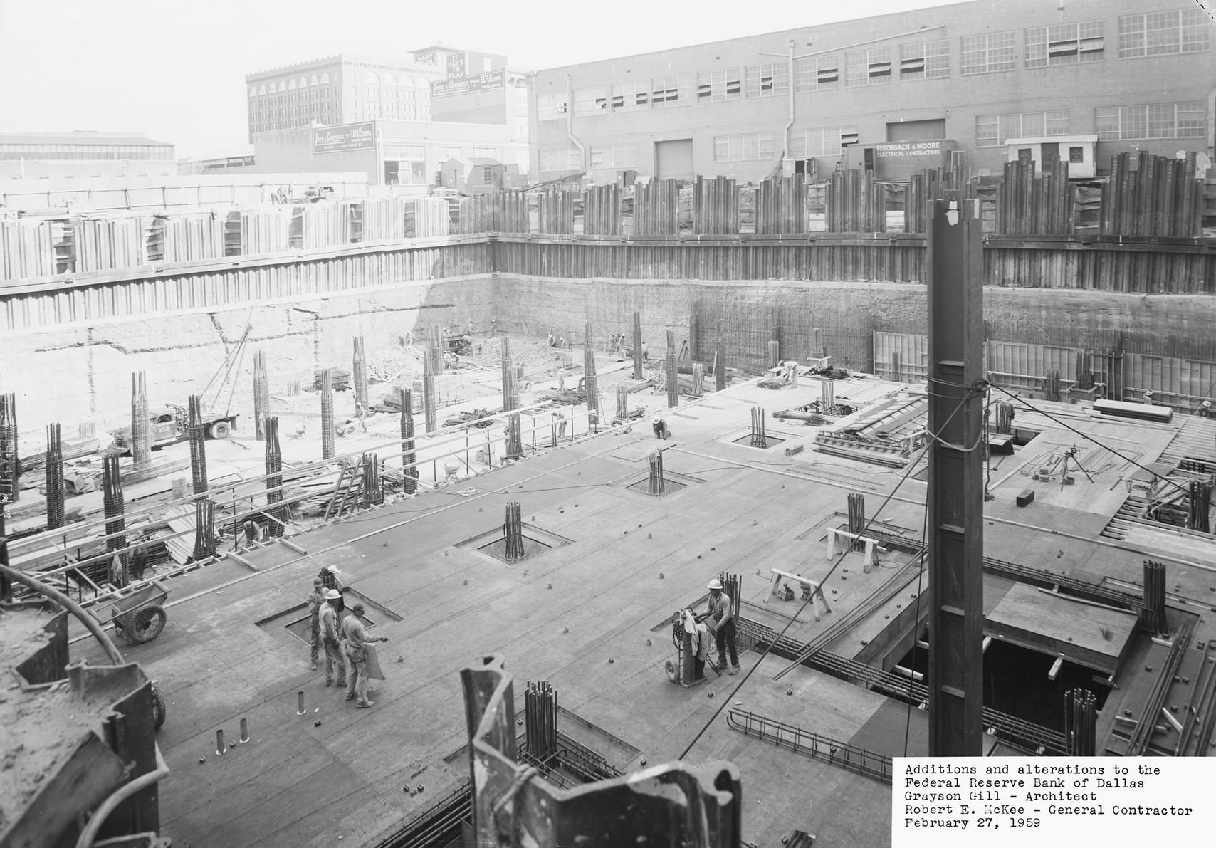 #156 Federal Reserve Bank of Dallas, addition construction, downtown Dallas, Texas, 1959
