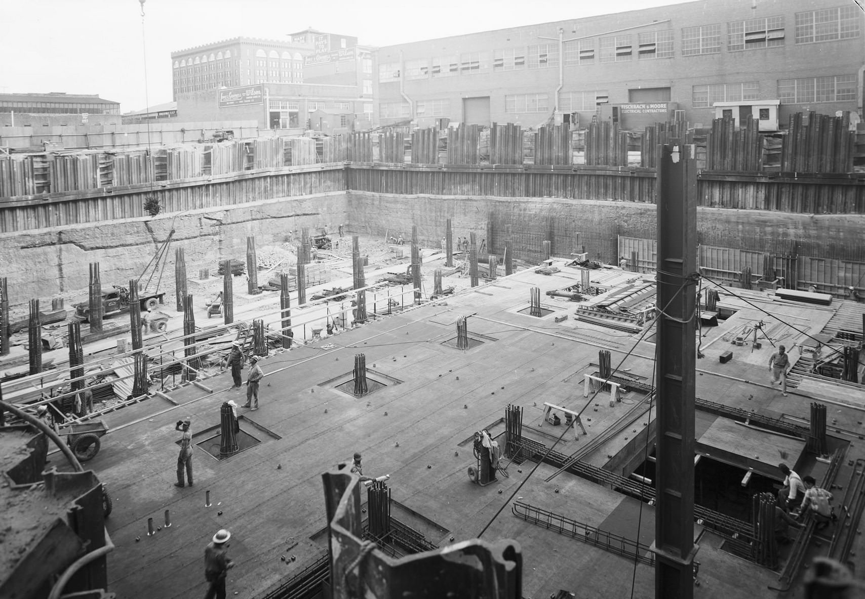#162 Federal Reserve Bank of Dallas, addition construction, downtown Dallas, Texas, 1959