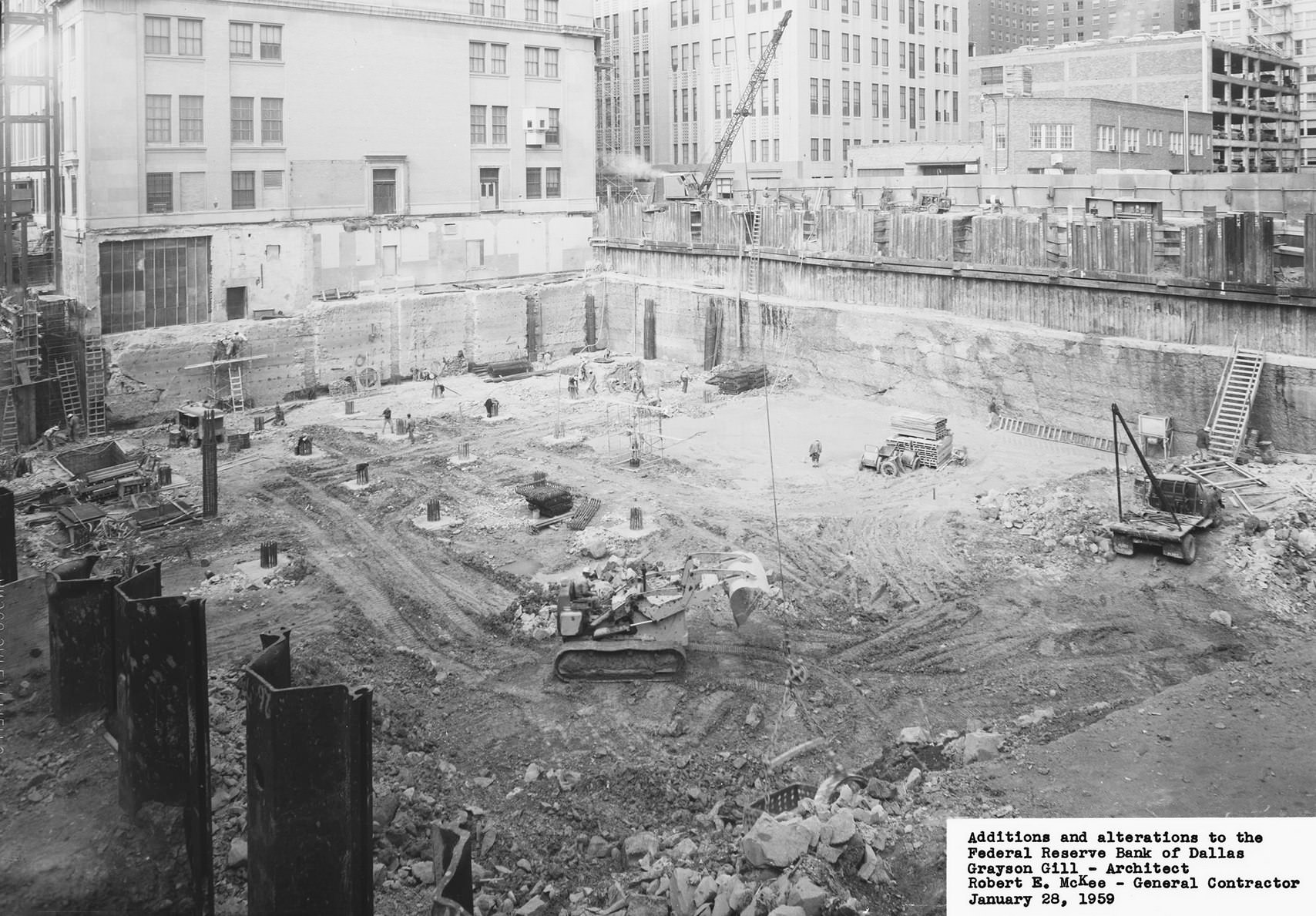 #165 Federal Reserve Bank of Dallas, addition construction, downtown Dallas, Texas, 1959
