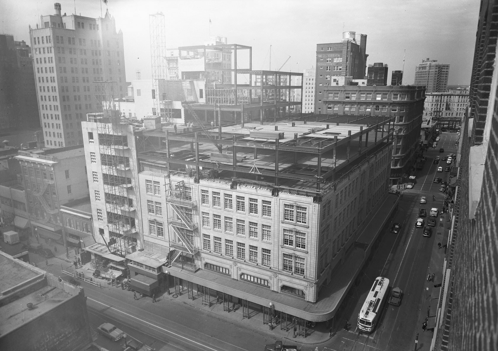 #194 Neiman Marcus building under construction, downtown Dallas, Texas, 1952