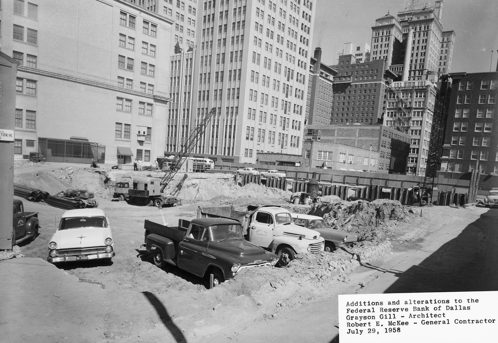 #8 Federal Reserve Bank of Dallas, addition construction, downtown Dallas, Texas, 1958