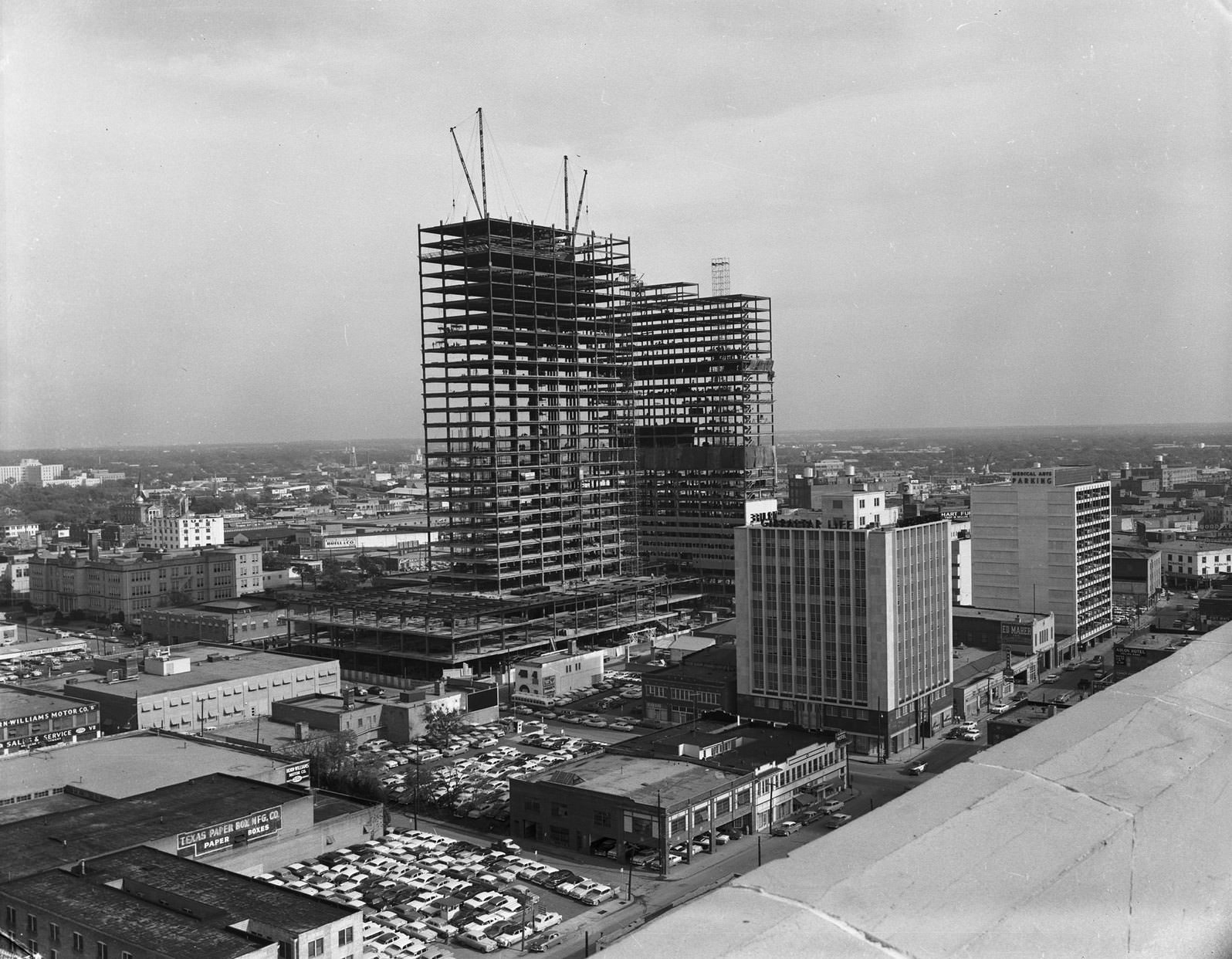 #25 Southland Center under construction, downtown Dallas, Texas, 1957