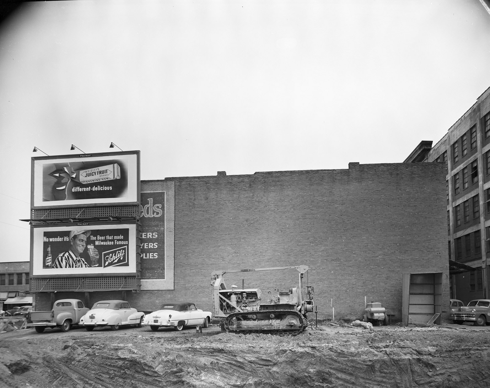 #222 Downtown Dallas, preparing building site for construction, 1950