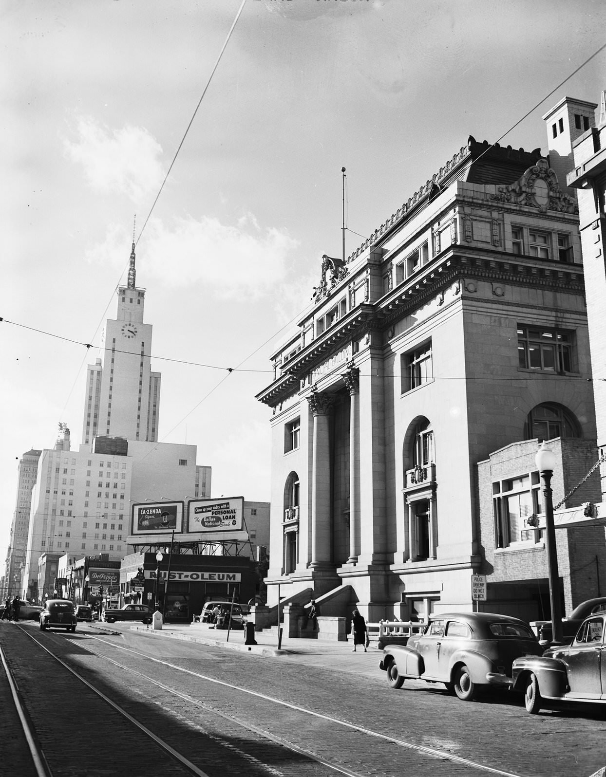 #227 Downtown Dallas with city hall building, 1950