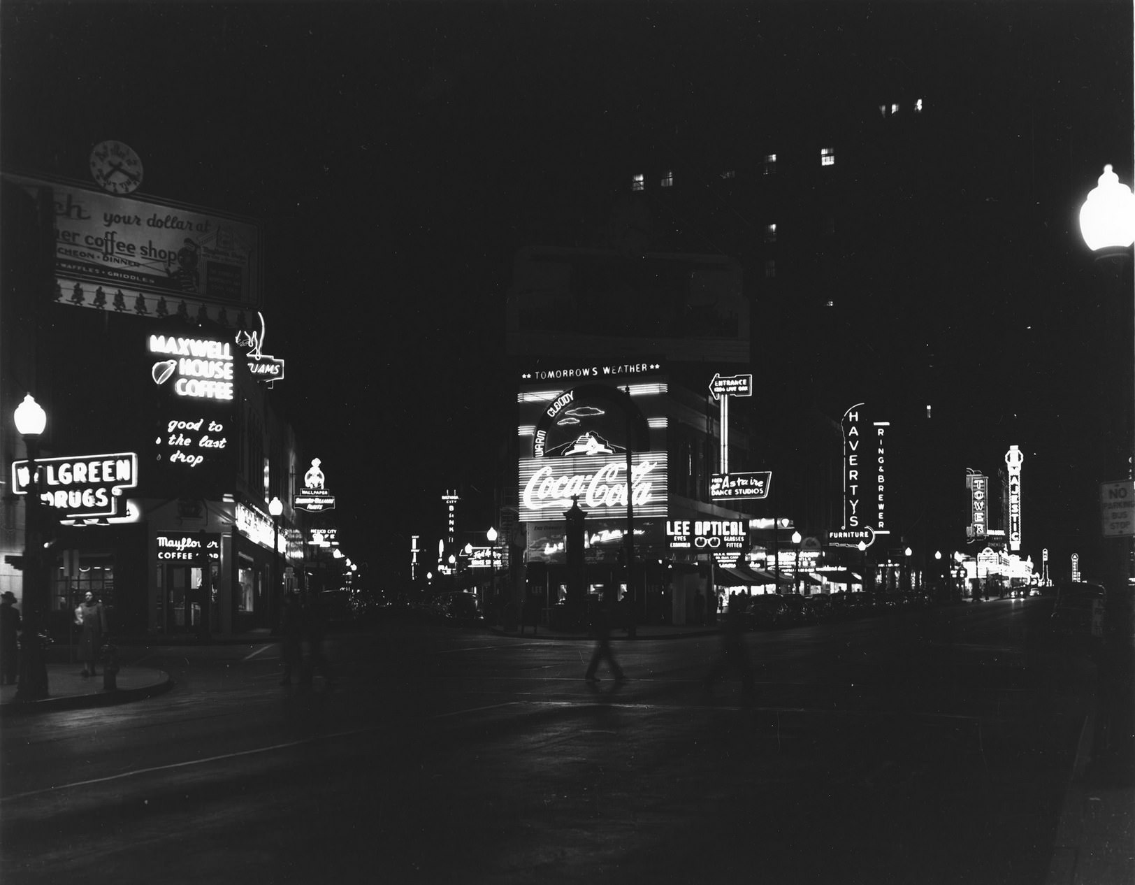 #58 Night street scene, downtown Dallas, Texas, 1953