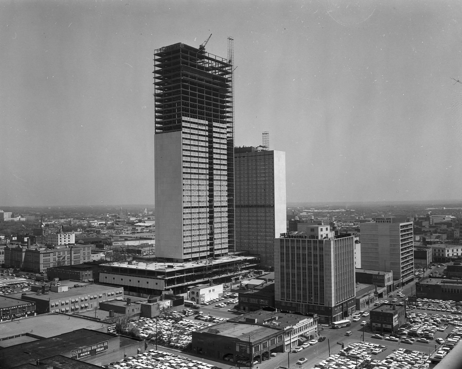 #71 Southland Life and Sheraton Hotel buildings under construction, downtown Dallas, 1958