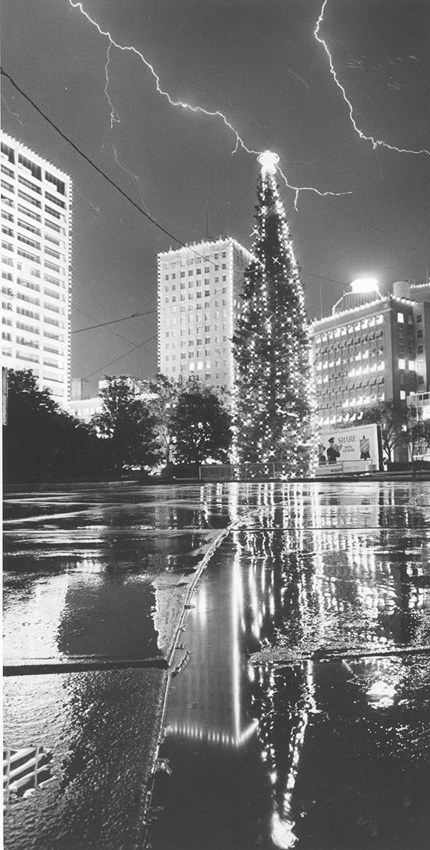 #5 Lightning above the Fort Worth community Christmas tree, 1966
