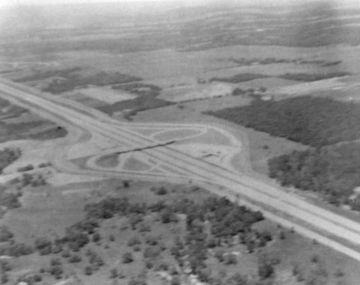 #154 Dallas-Fort Worth Turnpike, 1960s. Aerial view of Dallas-Fort Worth Turnpike looking northwest.