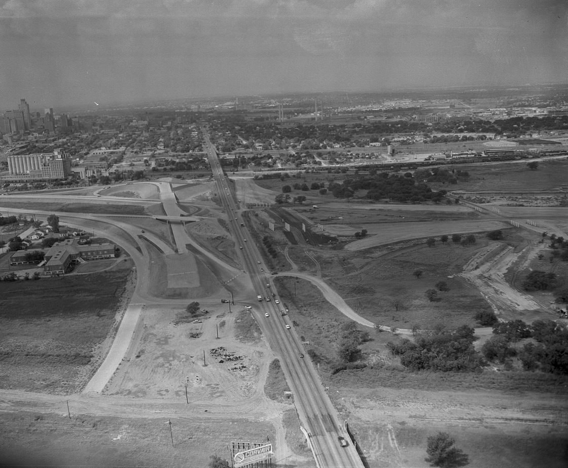 #81 An airview of Fort Worth north/south freeway, 1960