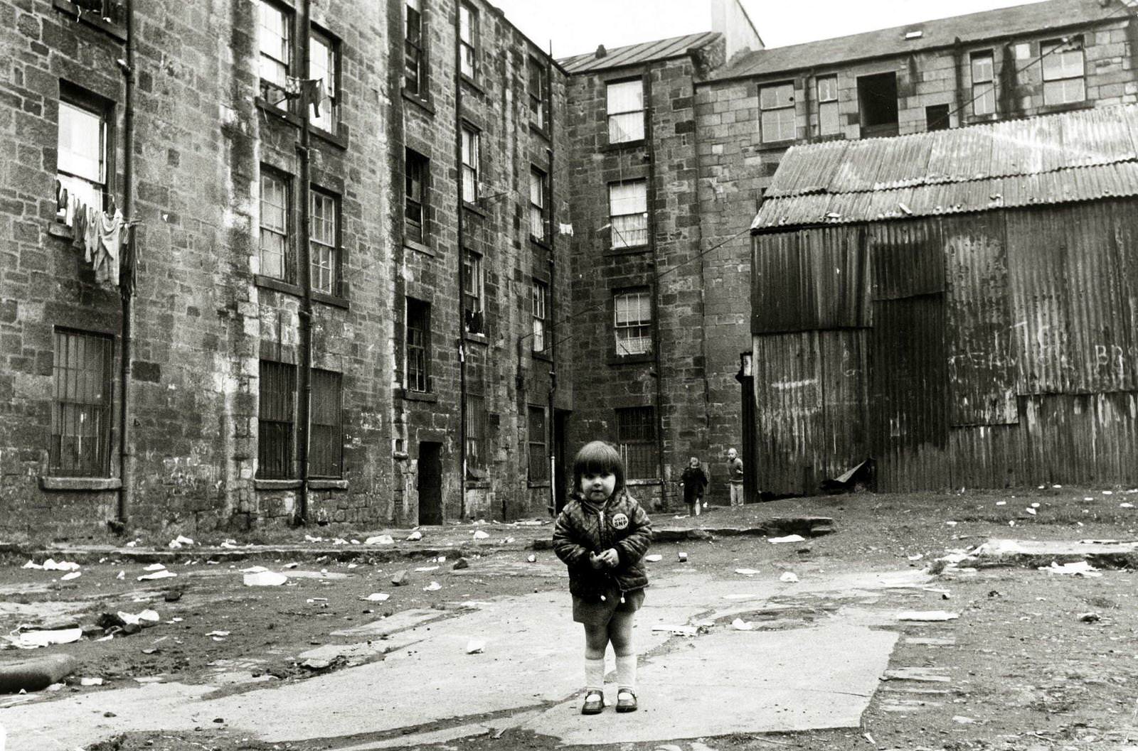 #55 A scene in the Gorbals area of Glasgow, Scotland, showing the slums, some of the worst in Britain, 1974