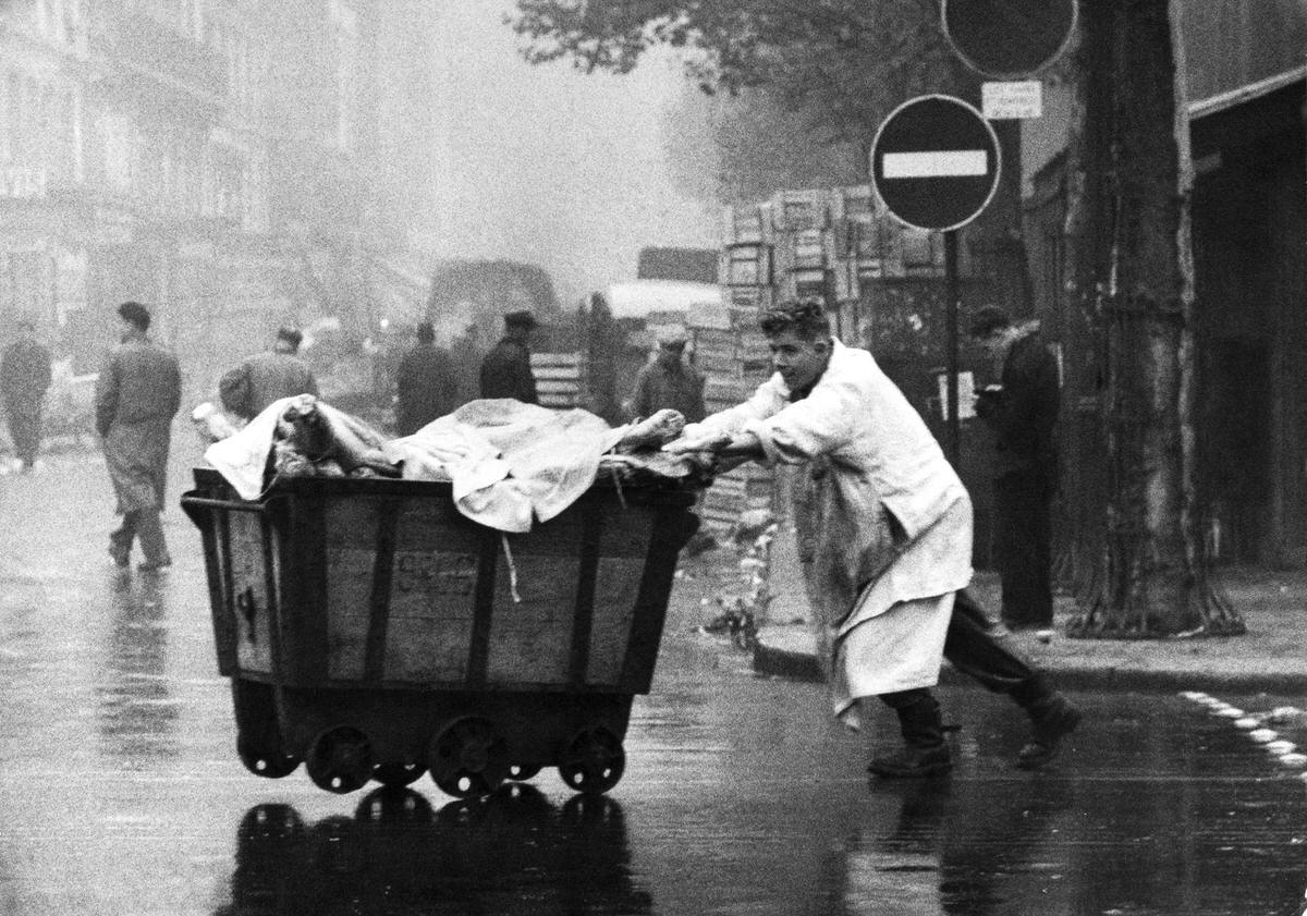 #3 Butcher pushing a cart, Les Halles, Paris, 1900