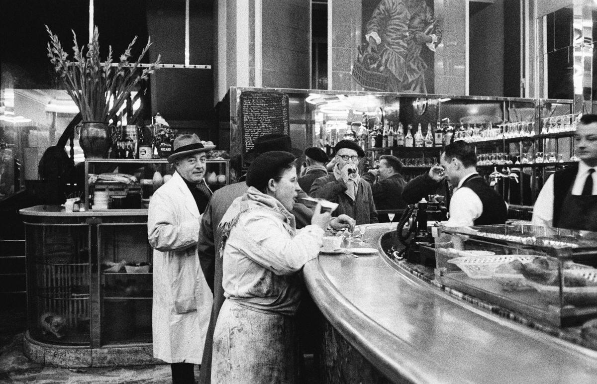 #22 Inside view of a cafe in Les Halles district, 1950