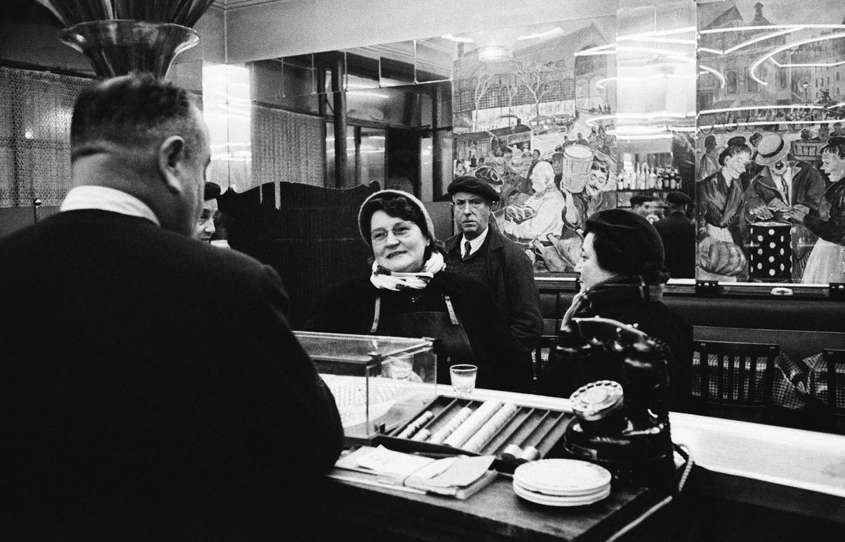 #25 Inside view of a cafe in Les Halles district, 1950