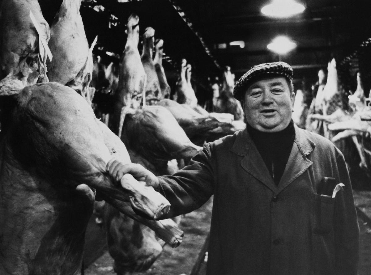 #31 Les Halles, A Wholesaler in the Middle of his Carcasses, Les Halles, 1960s