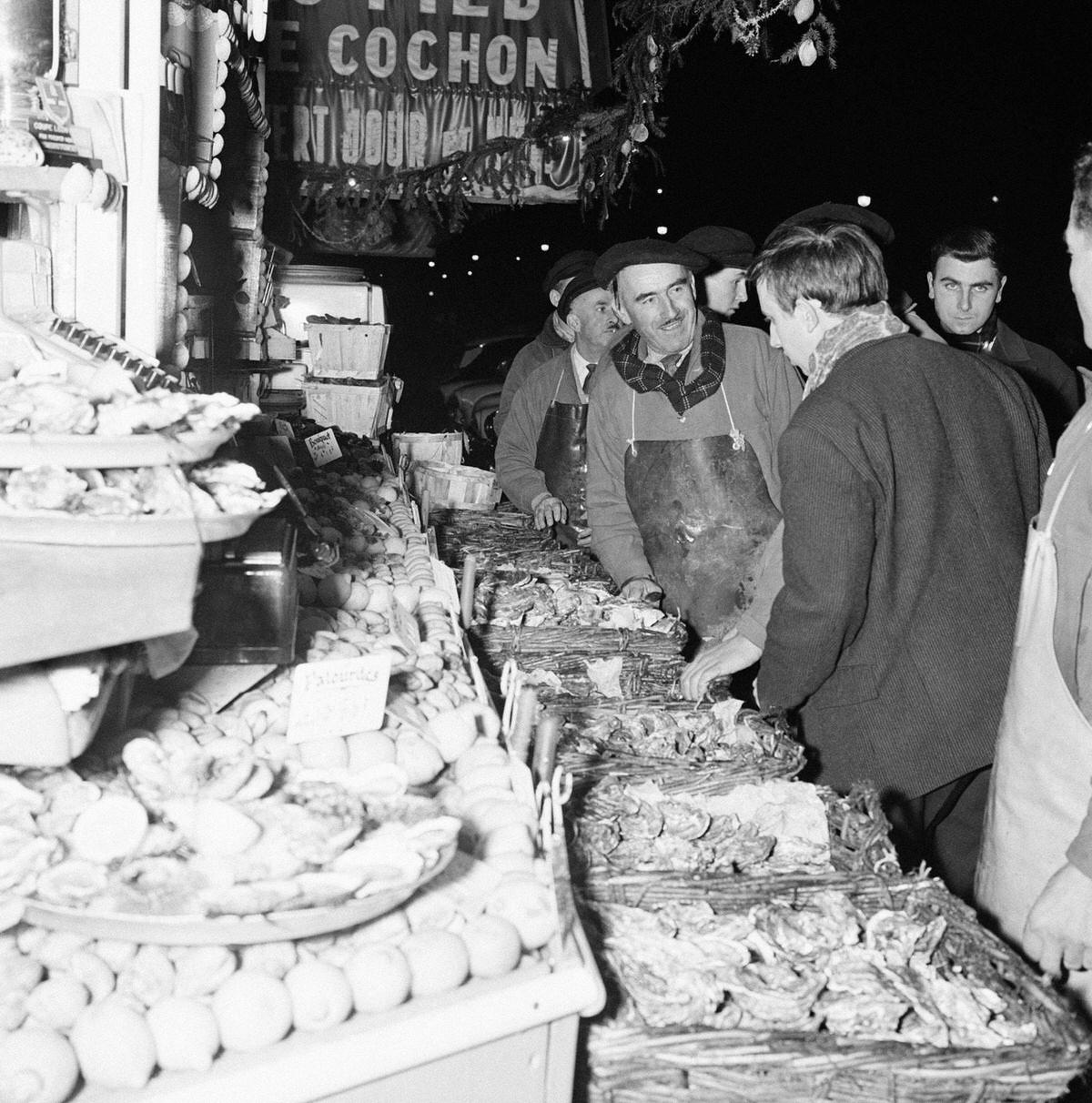 #30 New Year’s Eve shopping around the central Halles in Paris, 1959