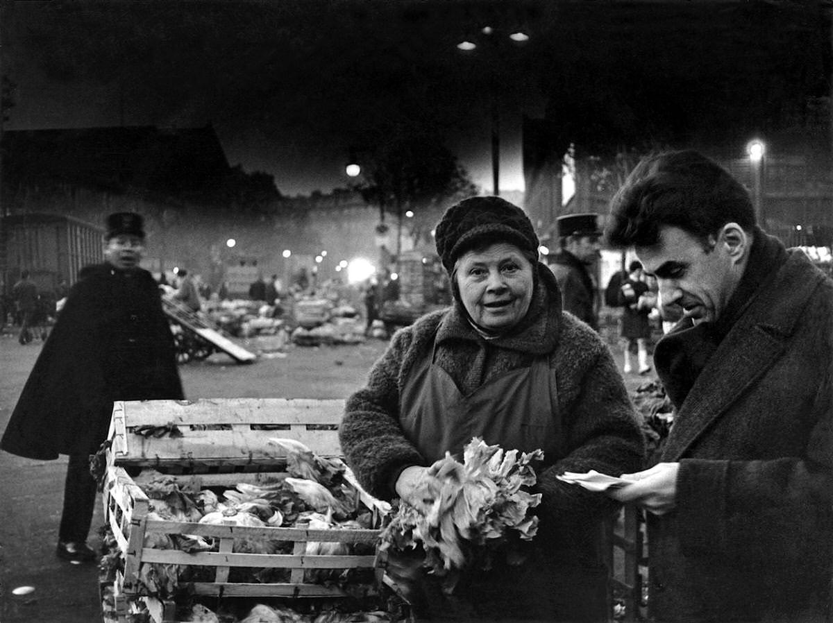 #111 A salad stallholder in Les Halles, 1967