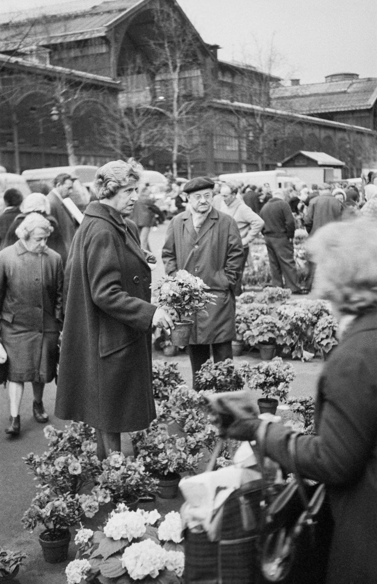 #141 The flower market at Les Halles in Paris, 1969