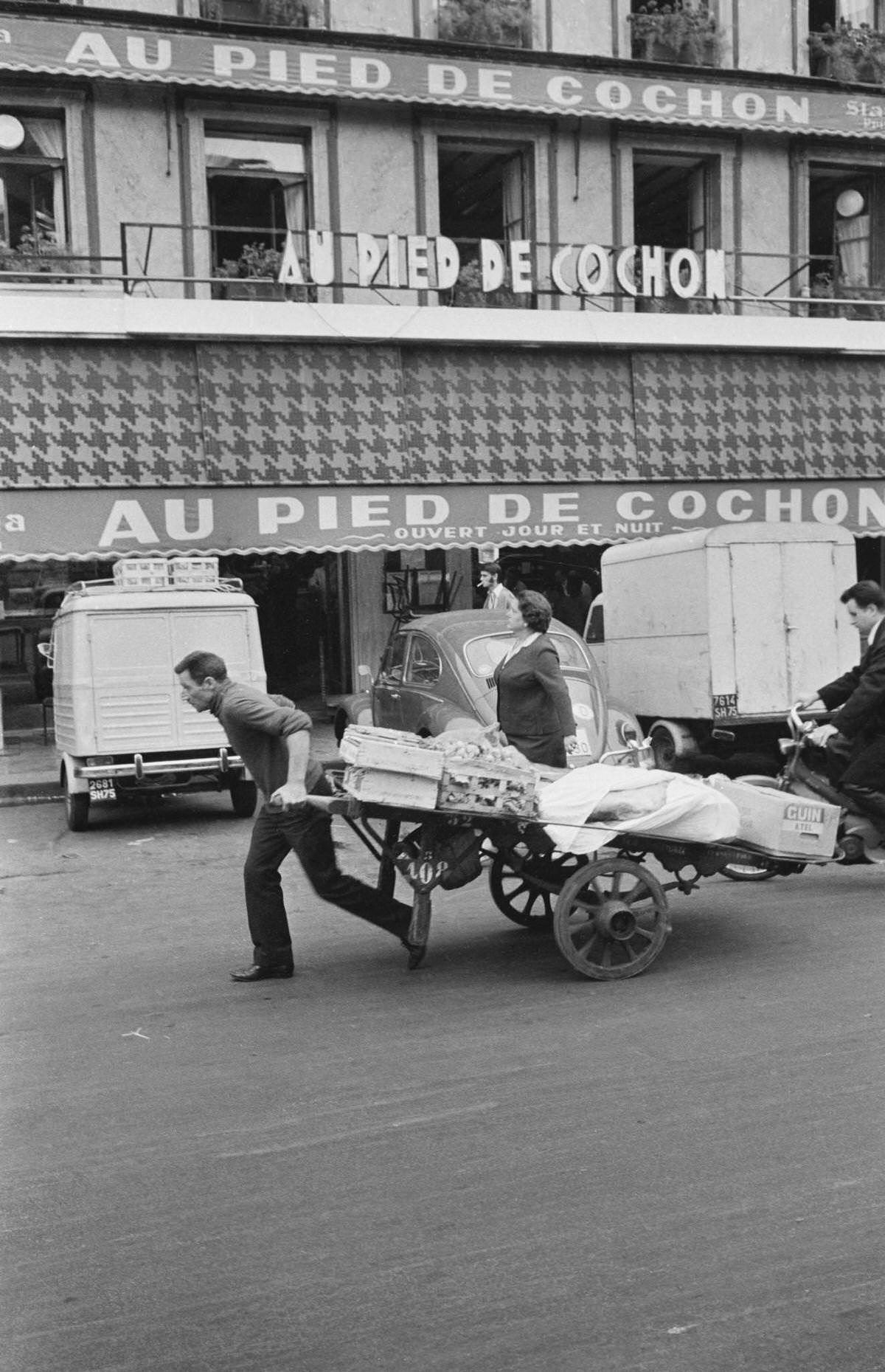 #149 The famous restaurant ‘Au Pied de Cochon’ in the Les Halles district of Paris, 1968