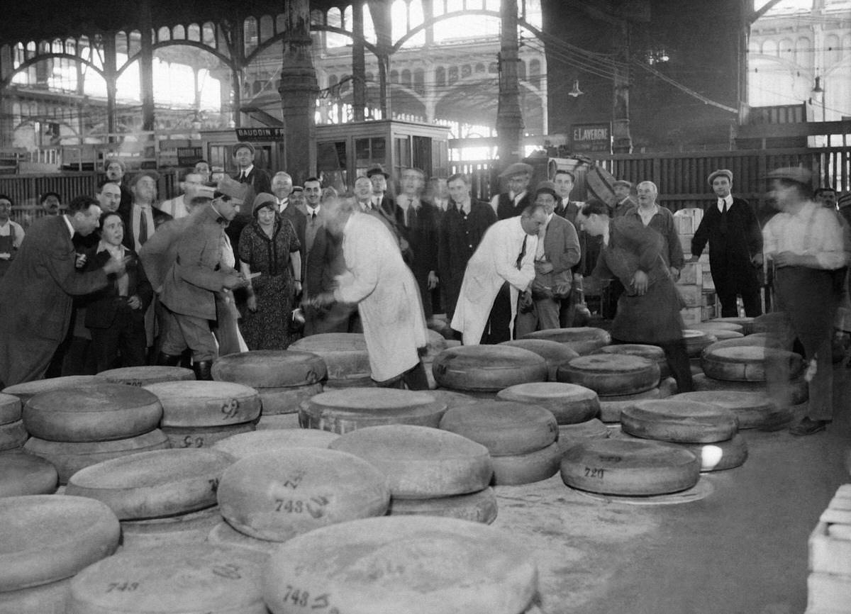 #51 Inauguration of a room in the cellars of Les Halles for the conservation of cheeses, in Paris, 1930