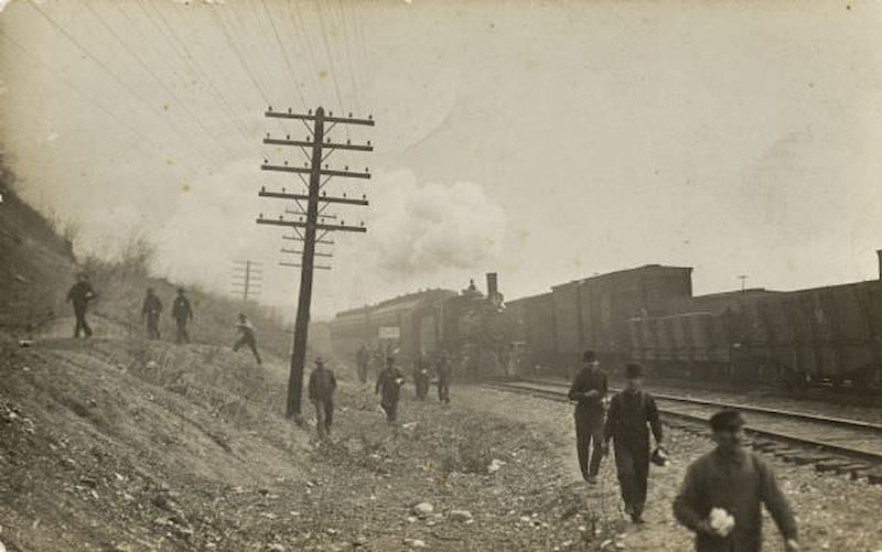 #82 Men Walking Away from Train, 1897