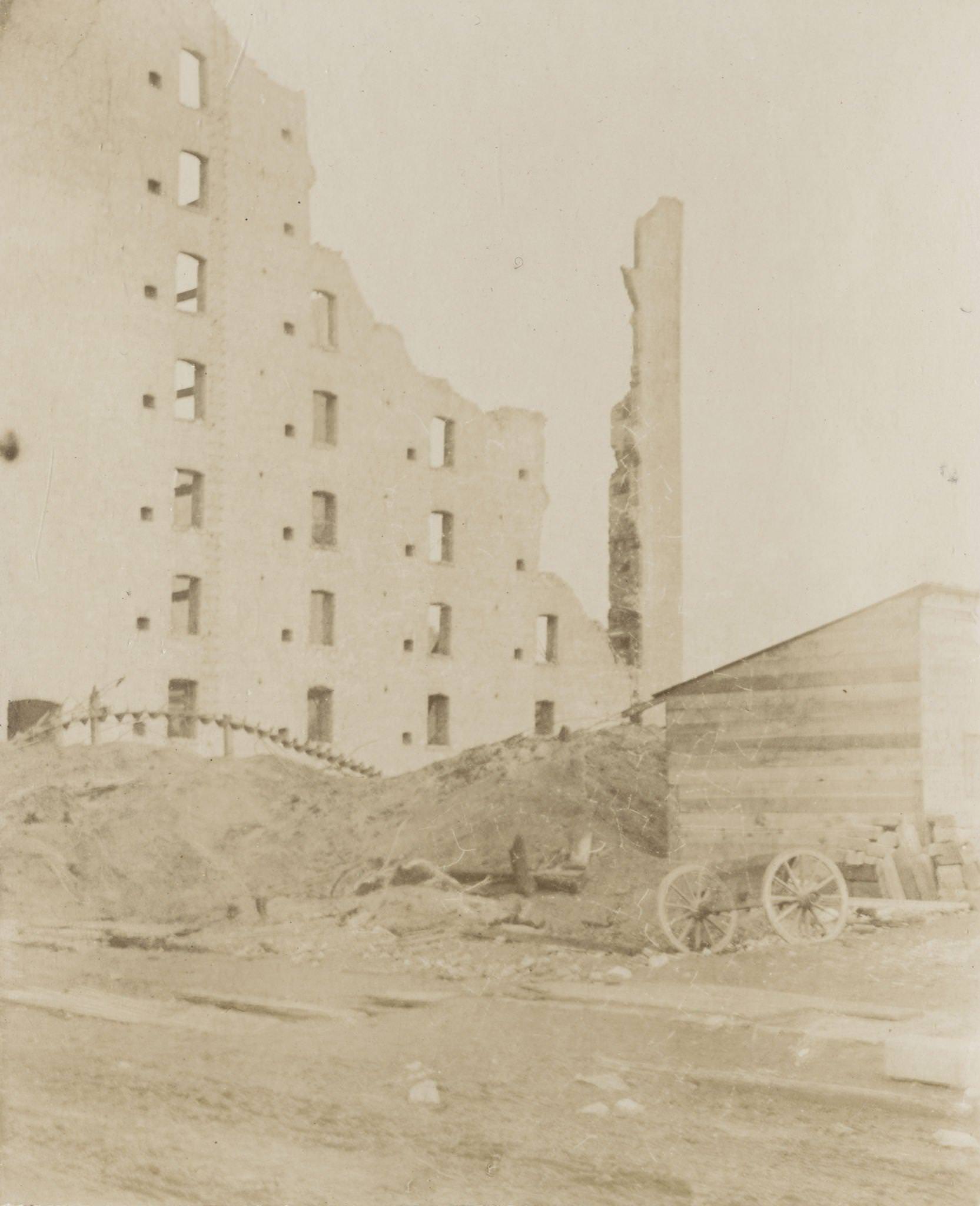 #127 View of the ruins from a fire in the 3rd Ward, Milwaukee, Wisconsin, 1893.
