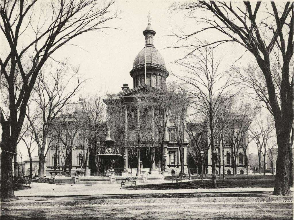 #66 Exterior view of the old Court House with park in front of it, Milwaukee, Wisconsin, 1885.