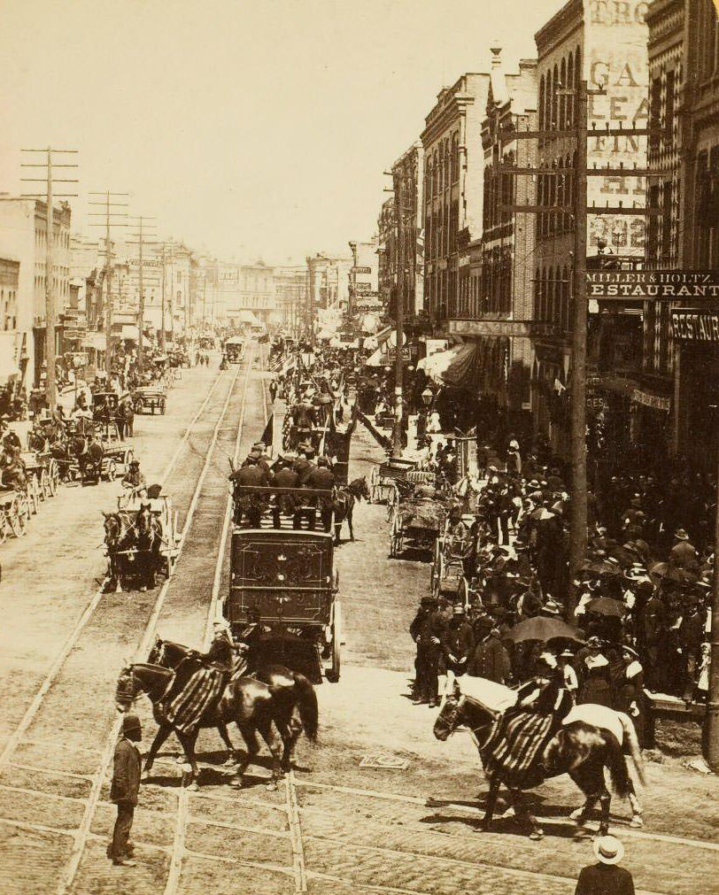 #78 Circus in Town, corner West Water and Grand Avenue, 1880s