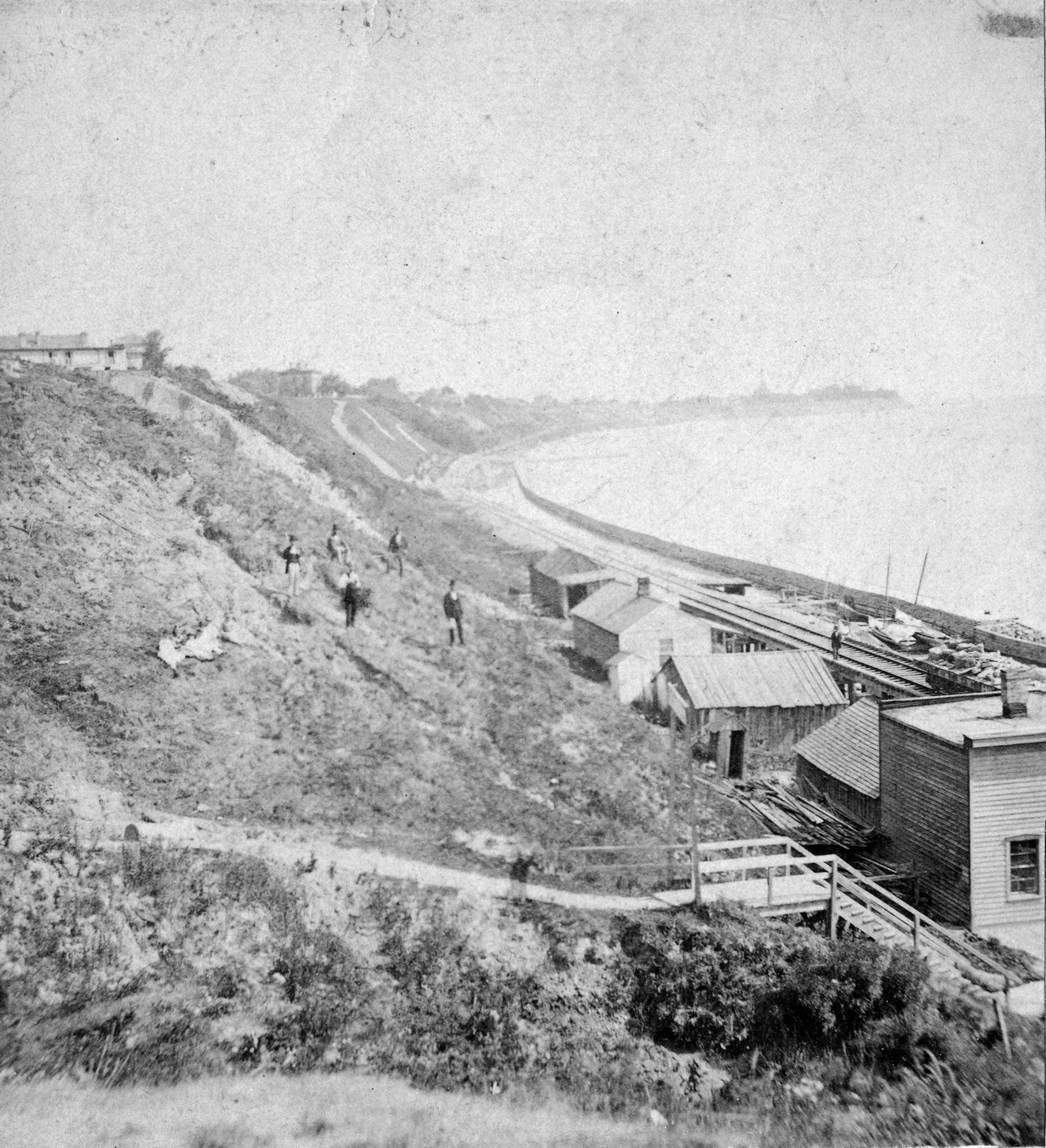 #8 View of bluffs and buildings on the shore of Lake Michigan, Milwaukee, Wisconsin, 1877.