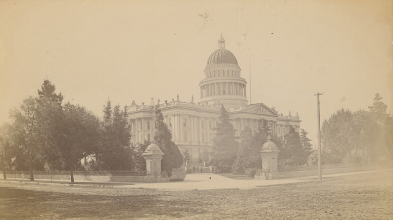 #121 Shows west and north sides of Capitol building, from corner of 10th and M Streets, 1889