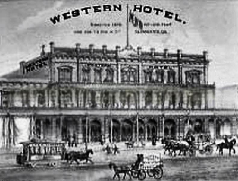 #147 Frontal view of Western Hotel, 1880